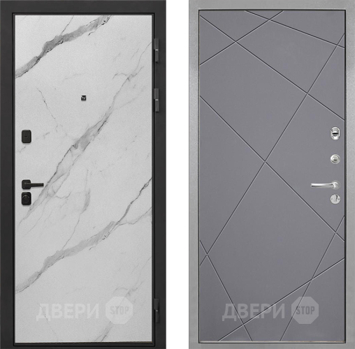 Входная металлическая Дверь Интекрон (INTECRON) Профит Black Мрамор Арктик Лучи-М Графит софт в Химках