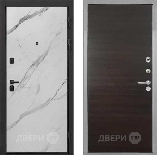 Дверь Интекрон (INTECRON) Профит Black Мрамор Арктик Гладкая Эковенге поперечный в Химках