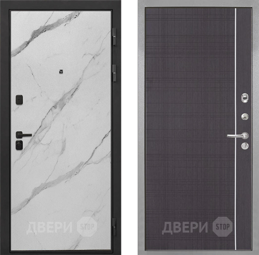 Входная металлическая Дверь Интекрон (INTECRON) Профит Black Мрамор Арктик В-07 с молдингом Венге в Химках