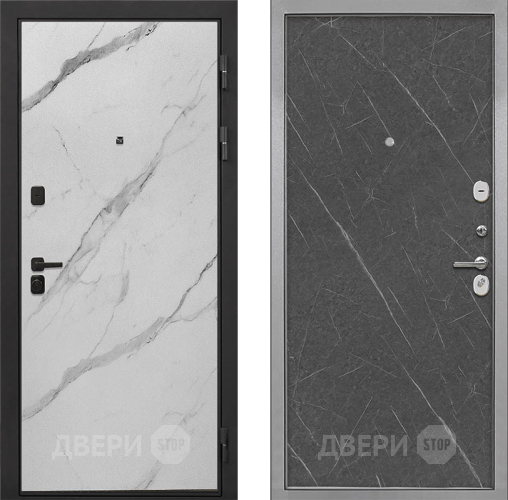 Входная металлическая Дверь Интекрон (INTECRON) Профит Black Мрамор Арктик Гладкая Гранит лава оникс в Химках
