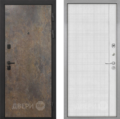 Входная металлическая Дверь Интекрон (INTECRON) Профит Black Гранж В-07 с молдингом Лофт белый в Химках
