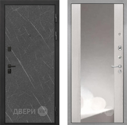 Входная металлическая Дверь Интекрон (INTECRON) Профит Black Гранит Лава Оникс ФЛЗ-516 Зеркало Сосна белая в Химках