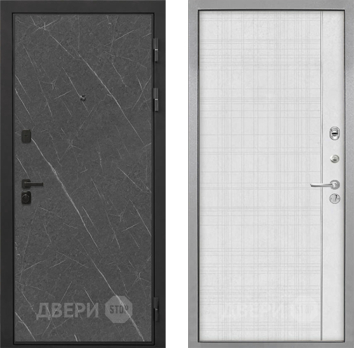 Входная металлическая Дверь Интекрон (INTECRON) Профит Black Гранит Лава Оникс В-07 с молдингом Лофт белый в Химках