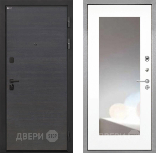 Входная металлическая Дверь Интекрон (INTECRON) Профит Black Эковенге ФЛЗ-120-М Зеркало Белый матовый в Химках