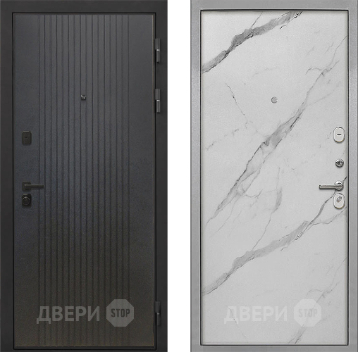 Входная металлическая Дверь Интекрон (INTECRON) Профит Black ФЛ-295 Гладкая Мрамор натуральный арктик в Химках