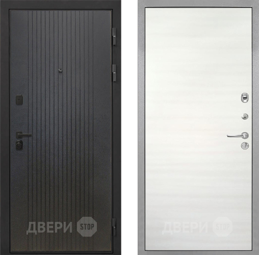 Входная металлическая Дверь Интекрон (INTECRON) Профит Black ФЛ-295 Гладкая Дуб сильвер поперечный в Химках