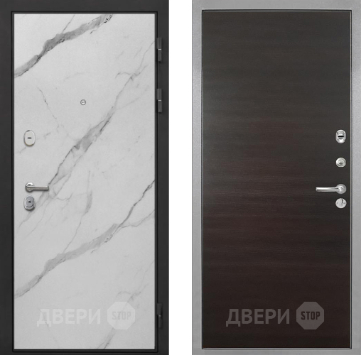 Входная металлическая Дверь Интекрон (INTECRON) Гектор Мрамор Арктик Гладкая Эковенге поперечный в Химках