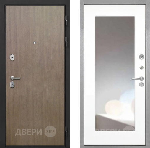 Дверь Интекрон (INTECRON) Гектор Венге Коричневый ФЛЗ-120-М Зеркало Белый матовый в Химках