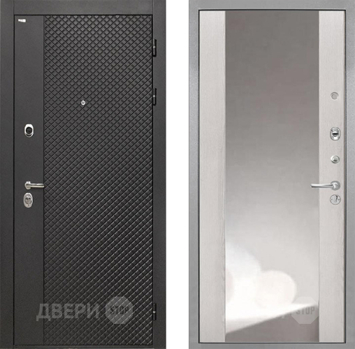 Входная металлическая Дверь Интекрон (INTECRON) Олимпия Black 4К ФЛЗ-516 Зеркало Сосна белая в Химках