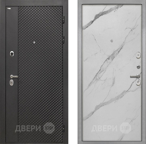 Входная металлическая Дверь Интекрон (INTECRON) Олимпия Black 4К Гладкая Мрамор натуральный арктик в Химках