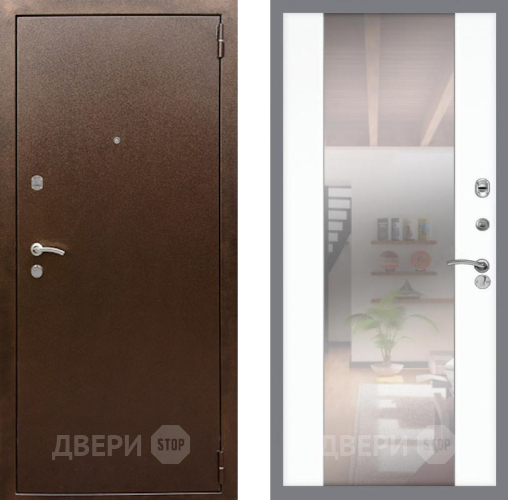 Входная металлическая Дверь Рекс (REX) 1А Медный Антик СБ-16 Зеркало Силк Сноу в Химках
