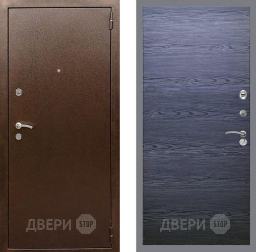 Входная металлическая Дверь Рекс (REX) 1А Медный Антик GL Дуб тангенальный черный в Химках