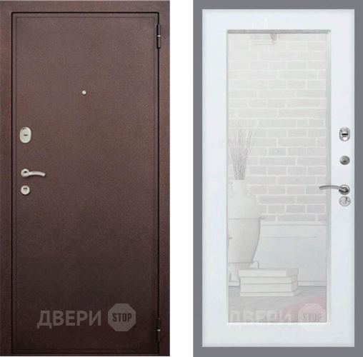 Дверь Рекс (REX) 2 Медный Антик Зеркало Пастораль Белый ясень в Химках