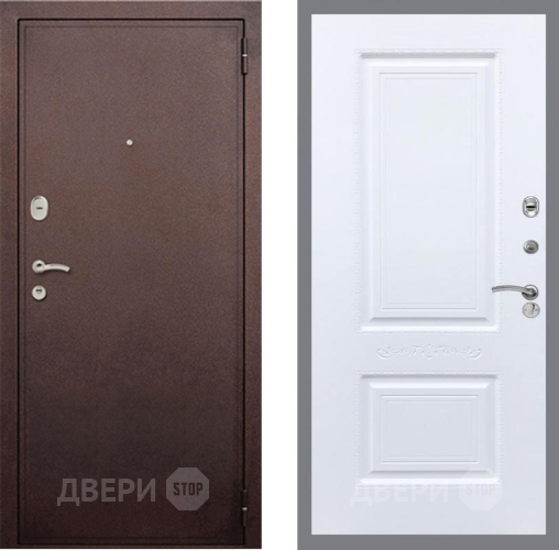 Дверь Рекс (REX) 2 Медный Антик Смальта Силк Сноу в Химках