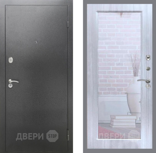 Входная металлическая Дверь Рекс (REX) 2А Серебро Антик Зеркало Пастораль Сандал белый в Химках