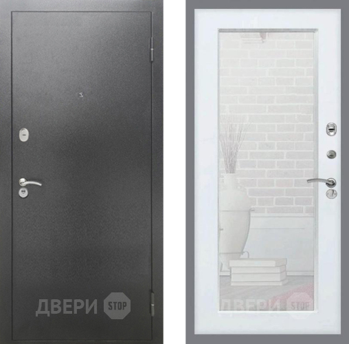 Входная металлическая Дверь Рекс (REX) 2А Серебро Антик Зеркало Пастораль Силк Сноу в Химках