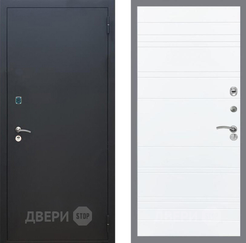 Дверь Рекс (REX) 1A Черный Муар Line Силк Сноу в Химках