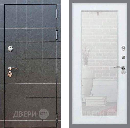 Входная металлическая Дверь Рекс (REX) 21 Зеркало Пастораль Белый ясень в Химках