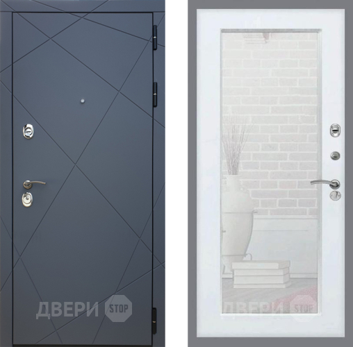 Входная металлическая Дверь Рекс (REX) 13 Силк Титан Зеркало Пастораль Силк Сноу в Химках