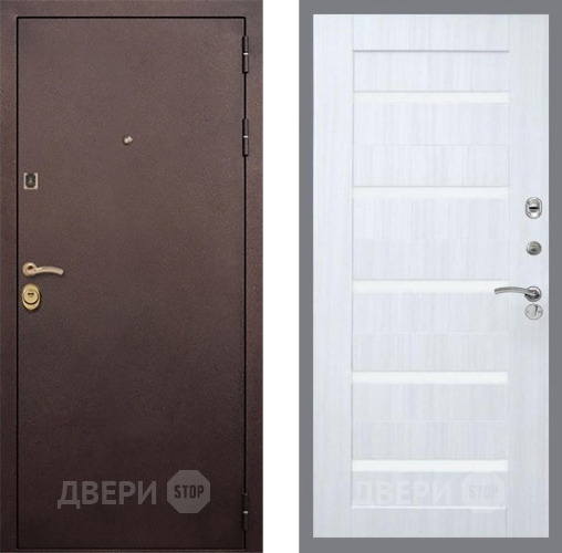 Входная металлическая Дверь Рекс (REX) Лайт 3К СБ-14 стекло белое Сандал белый в Химках