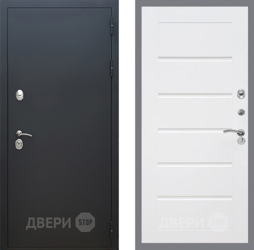 Дверь Рекс (REX) 5 Черный Муар Сити Белый ясень в Химках