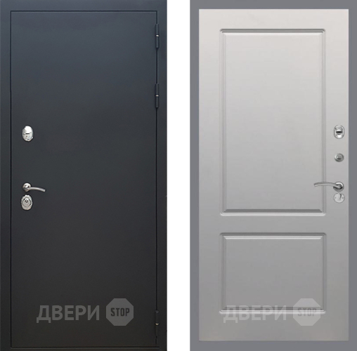 Входная металлическая Дверь Рекс (REX) 5 Черный Муар FL-117 Грей софт в Химках