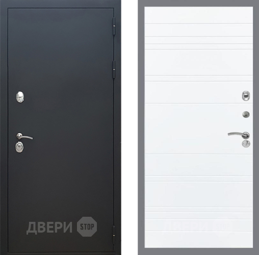 Входная металлическая Дверь Рекс (REX) 5 Черный Муар Line Силк Сноу в Химках