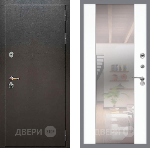 Входная металлическая Дверь Рекс (REX) 5 Серебро Антик СБ-16 Зеркало Силк Сноу в Химках