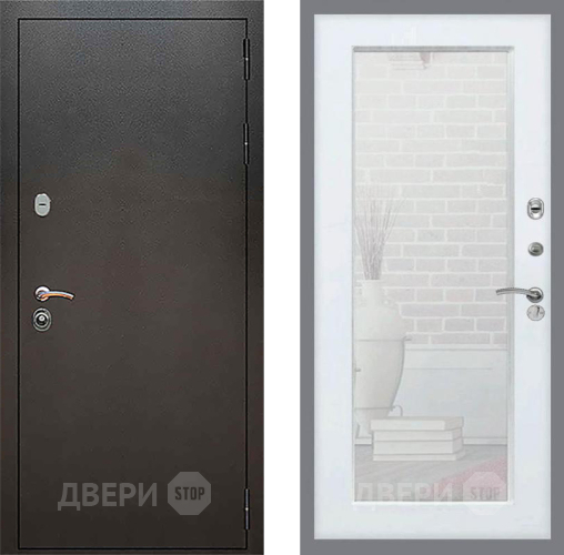 Входная металлическая Дверь Рекс (REX) 5 Серебро Антик Зеркало Пастораль Белый ясень в Химках