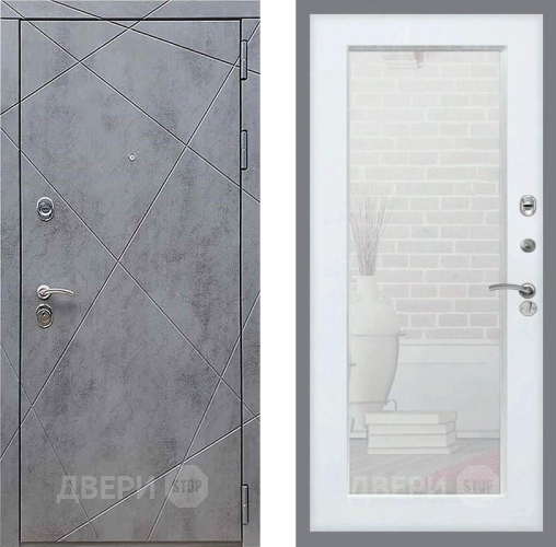Дверь Рекс (REX) 13 Бетон Темный Зеркало Пастораль Белый ясень в Химках