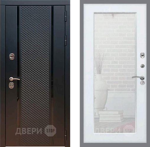 Входная металлическая Дверь Рекс (REX) 25 Зеркало Пастораль Силк Сноу в Химках