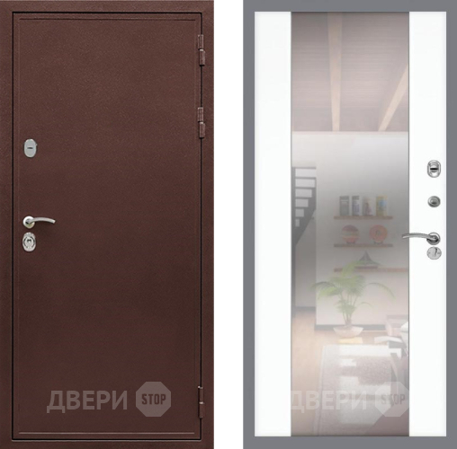 Дверь Рекс (REX) 5 металл 3 мм СБ-16 Зеркало Силк Сноу в Химках
